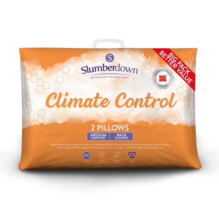 Slumberdown Climate Control Medium Support Back Sleeper Pillow